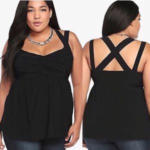 😍 Torrid Black Crisscross Babydoll Top size 1